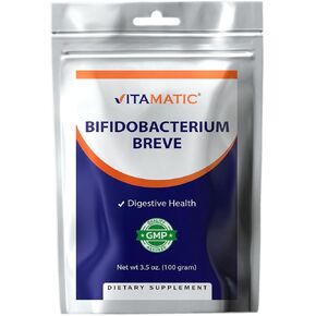 Vitamatic Bifidobacterium Breve Probiotic Powder - Digestive Health Support - 100 Gram (3.5 OZ) - 100 Servings