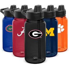 Simple Modern Officially Licensed Collegiate University Tritan Plastic BPA-Free Water Bottle with Push-Button Silicone Straw Lid | Summit Collection | 32oz
