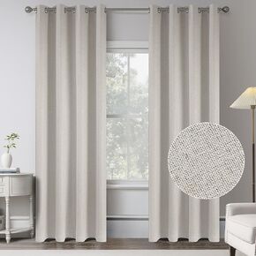 KEQIAOSUOCAI Beige 100% Blackout Linen Curtains 100 Inches Long 2 Panels for Bedroom,Modern Farmhouse Full Black Out Room Darkening Thermal Insulated Window Curtain Panels W50 x L100 Inch Length