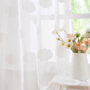 Lace Sheer Curtains White for Bedroom Classic Geometric Grommet Top Curtain Panels Living Room Knitted Hexagon Pattern Light Filtering Privacy Airy Semi Sheer Window Treatment Sets, 55"W x 84"L, 2pcs
