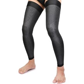 KEKING® Full Leg Compression Sleeves, Unisex, Thigh High Compression Stocking 20-30mmHg Graduated Support for Thigh Calf Knee, Running, Basketball, Reduce Varicose Veins and Swelling, 1 Pair, Black XL