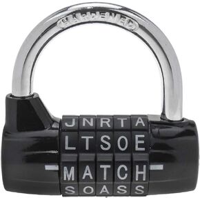 Semetall Gym Locker Lock 5 Letter Word Lock Heavy Duty 5 Digit Combination Lock Outdoor Metal Combination Padlock for School Locker,Sports Locker, Gate(Black)