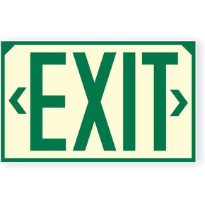OSHA Photoluminescent Exit Sign (Green) UV Inks on Aluminum 12" x 7.5" | HEAT Resistant | COLD Tolerant | WEATHER Proof. - MADE IN USA - (Directional Arrows Included) | NightBright USA Part OCG-050…