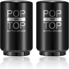 2PCS Automatic Beer Bottle Opener with Magnetic Cap, Stainless Steel One-Handed Lid Opening Spring Loaded Push&Pop for Kitchen Home Bar Restaurant Household Utensils Beer Accessories Gift