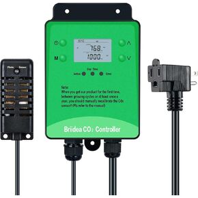 CO2 Controller, Briidea Newest CO2 Monitor with Remote CO2 Sensor, Photocell for Day and Night Control, Programmable Function to Prevent CO2 Waste for Grow Room Greenhouse