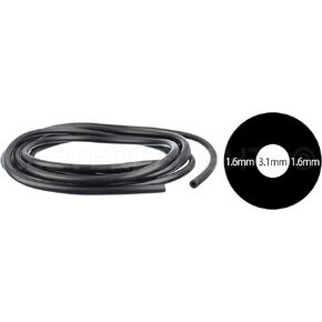CleverDelights Black Hollow Rubber Cord - 1/4" Diameter (6.35mm) - 25 Feet - 1/4" OD x 1/8" ID Tube