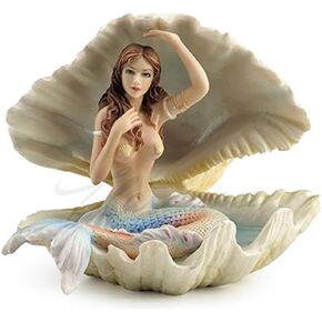 Veronese Design Mermaid Sitting in a Seashell Sculpture