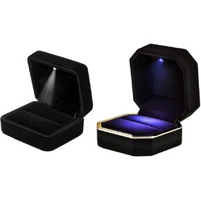 GBYAN Ring Box with LED Light Jewelry Display Gift Box for Proposal,Engagement, Wedding