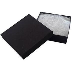 20 Pack Cotton Filled Matte Black Color Jewelry Gift and Retail Boxes 3 X 3 X 1 Inch Size by R J Displays