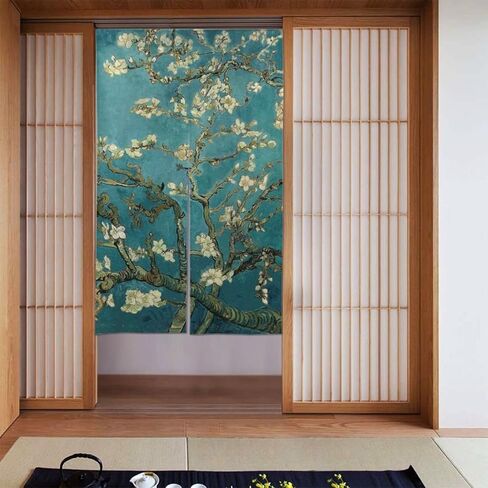 اليابانية نورين الستار المدخل مقسم فان جوخ فنسنت ازدهار شجرة اللوز مطعم ستارة الباب نسيج للديكور المنزل 34x56in in Kuwait
