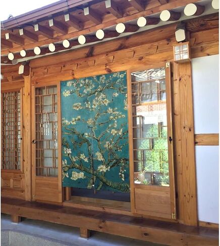 اليابانية نورين الستار المدخل مقسم فان جوخ فنسنت ازدهار شجرة اللوز مطعم ستارة الباب نسيج للديكور المنزل 34x56in in Kuwait