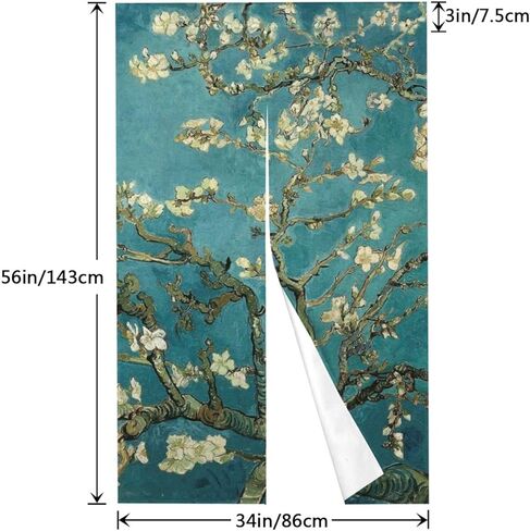 اليابانية نورين الستار المدخل مقسم فان جوخ فنسنت ازدهار شجرة اللوز مطعم ستارة الباب نسيج للديكور المنزل 34x56in in Kuwait