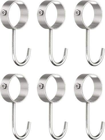 uxcell 6Pcs Pipe Rod Hooks, Stainless Steel 22mm/0.87" Inner Dia Adjustable Rod Closet Rod Hooks Coat Hook for Wardrobe Hanging Pots, Black in Saudi Arabia