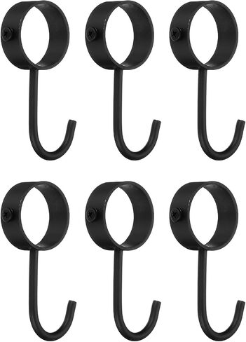 uxcell 6Pcs Pipe Rod Hooks, Stainless Steel 22mm/0.87" Inner Dia Adjustable Rod Closet Rod Hooks Coat Hook for Wardrobe Hanging Pots, Black in Saudi Arabia