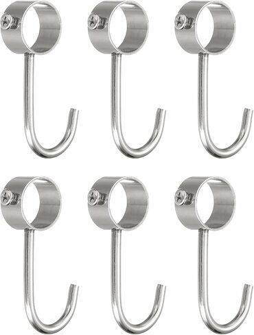 uxcell 6Pcs Pipe Rod Hooks, Stainless Steel 22mm/0.87" Inner Dia Adjustable Rod Closet Rod Hooks Coat Hook for Wardrobe Hanging Pots, Black in Saudi Arabia