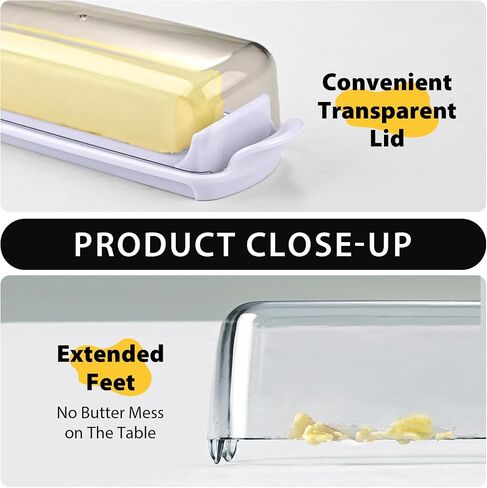 Butter Dish with Lid, Small Butter Dish for Countertop and Refrigerator, Easy Scoop, No Mess Lid, Plastic Butter holder Tray for East Coast Butter, White in Saudi Arabia