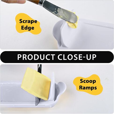 Butter Dish with Lid, Small Butter Dish for Countertop and Refrigerator, Easy Scoop, No Mess Lid, Plastic Butter holder Tray for East Coast Butter, White in Saudi Arabia