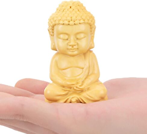 Hand Carved Small Cute Sitting Buddha Statue Wood [ Palm Size Home Decor ] (Praying Buddha) in Saudi Arabia