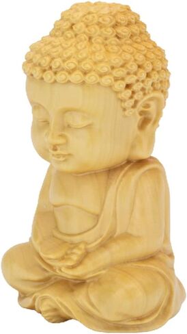 Hand Carved Small Cute Sitting Buddha Statue Wood [ Palm Size Home Decor ] (Praying Buddha) in Saudi Arabia