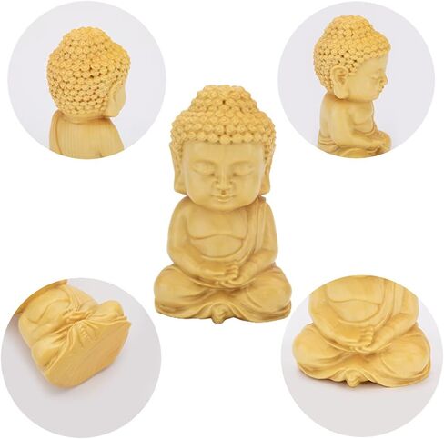 Hand Carved Small Cute Sitting Buddha Statue Wood [ Palm Size Home Decor ] (Praying Buddha) in Saudi Arabia