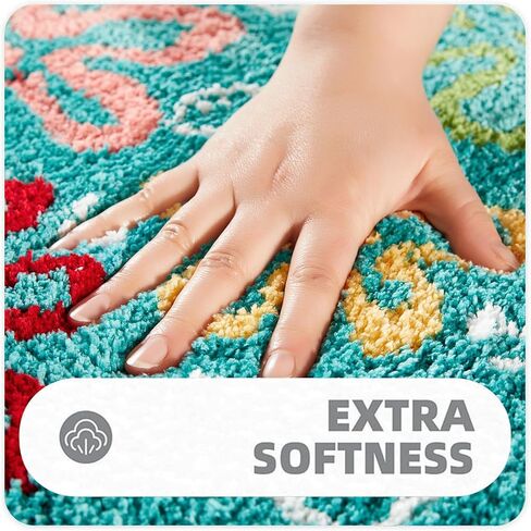 Cartoon Cute Bath Mat for Kids Bathroom Non Slip Washable, Blue Turquoise Beach Coastal Underwater Summer Small Bathroom Rugs 2ft Round Circle Bath Shower Rug Bathroom Decor in Saudi Arabia