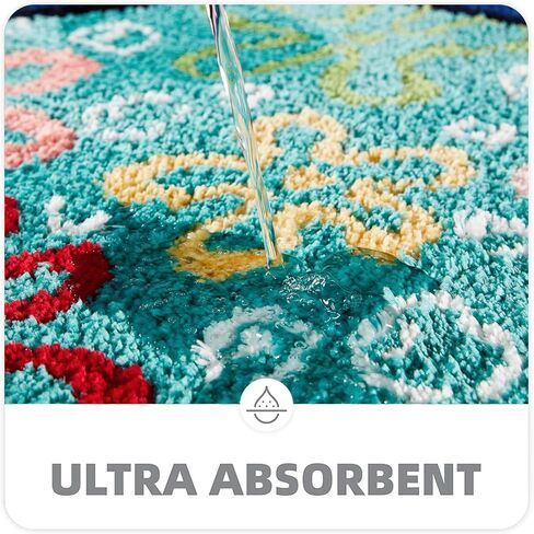 Cartoon Cute Bath Mat for Kids Bathroom Non Slip Washable, Blue Turquoise Beach Coastal Underwater Summer Small Bathroom Rugs 2ft Round Circle Bath Shower Rug Bathroom Decor in Saudi Arabia