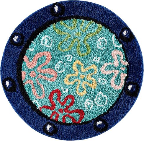 Cartoon Cute Bath Mat for Kids Bathroom Non Slip Washable, Blue Turquoise Beach Coastal Underwater Summer Small Bathroom Rugs 2ft Round Circle Bath Shower Rug Bathroom Decor in Saudi Arabia