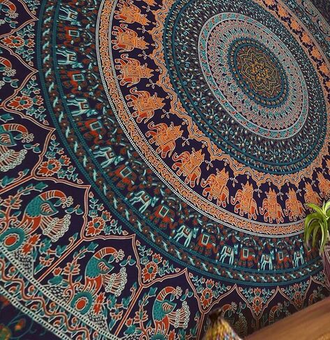 Aakriti Gallery Cotton Mandala Tapestry Wall Hanging - Bohemian Bedspread, Boho Blanket/Throw Tapestries for Living Room, Home Décor (Elephant, 92x82) in Saudi Arabia