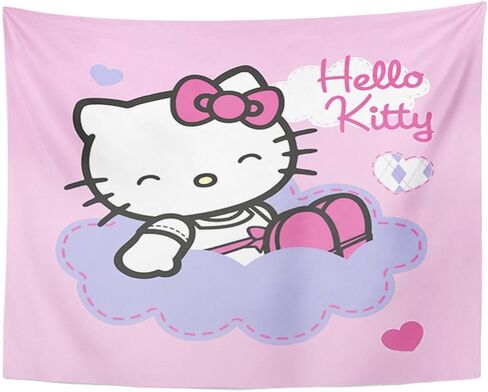 StampDIY نسيج kawaii أنيمي القط نسيج 50x60 بوصة ديكور المنزل جدار الفن المفروشات ديكور لغرفة النوم غرفة المعيشة المنزل MultiQOOOF6 in Saudi Arabia