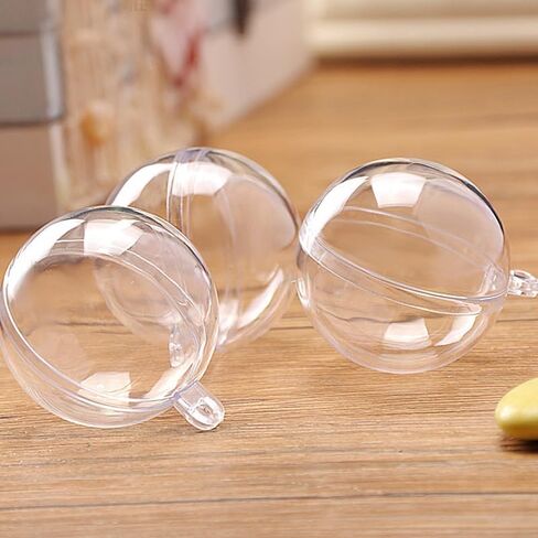 30pk 80 مللي متر الحلي البلاستيكية الشفافة للحرف اليدوية كرات زينة عيد الميلاد القابلة للتعبئة لتقوم بها بنفسك زينة شجرة عيد الميلاد ، معلقة للحرف اليدوية in Kuwait