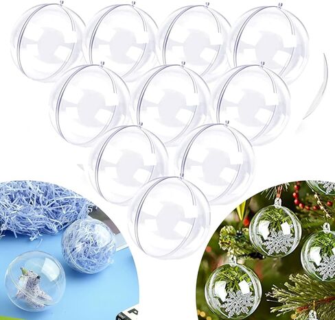 30pk 80 مللي متر الحلي البلاستيكية الشفافة للحرف اليدوية كرات زينة عيد الميلاد القابلة للتعبئة لتقوم بها بنفسك زينة شجرة عيد الميلاد ، معلقة للحرف اليدوية in Kuwait
