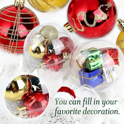 30pk 80 مللي متر الحلي البلاستيكية الشفافة للحرف اليدوية كرات زينة عيد الميلاد القابلة للتعبئة لتقوم بها بنفسك زينة شجرة عيد الميلاد ، معلقة للحرف اليدوية in Kuwait