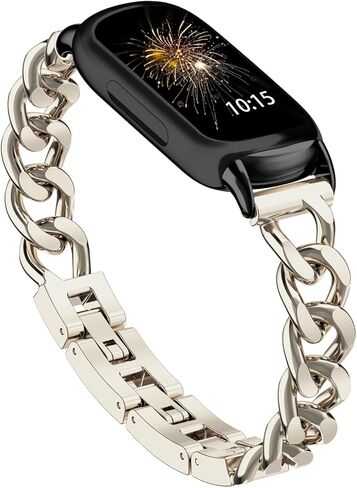حزام سلسلة معدنية متوافق مع Fitbit Inspire 3 نطاقات، أشرطة قابلة للتعديل من الفولاذ المقاوم للصدأ بديلة لـ Fitbit Inspire 3 نطاقات للنساء والرجال in Kuwait
