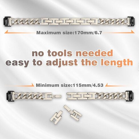 حزام سلسلة معدنية متوافق مع Fitbit Inspire 3 نطاقات، أشرطة قابلة للتعديل من الفولاذ المقاوم للصدأ بديلة لـ Fitbit Inspire 3 نطاقات للنساء والرجال in Kuwait