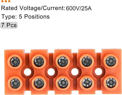 MECCANIXITY Terminal Block 600 Volts 36 amps Dual Row 5 Positions Screw Terminal Electric Barrier Strip 3 Pcs in Saudi Arabia