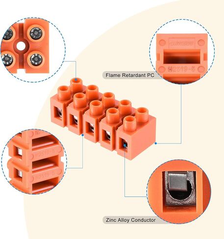 MECCANIXITY Terminal Block 600 Volts 36 amps Dual Row 5 Positions Screw Terminal Electric Barrier Strip 3 Pcs in Saudi Arabia