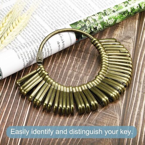 PATIKIL 3.4 Inch Dia Key Organizer Keychain, 1pcs Key Management Holder with 20 Buckle Rings for Office, Bronze in Saudi Arabia