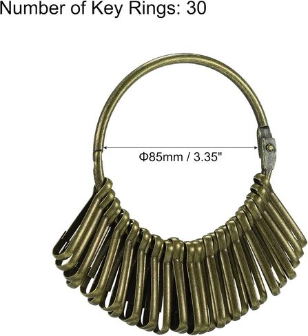 PATIKIL 3.4 Inch Dia Key Organizer Keychain, 1pcs Key Management Holder with 20 Buckle Rings for Office, Bronze in Saudi Arabia
