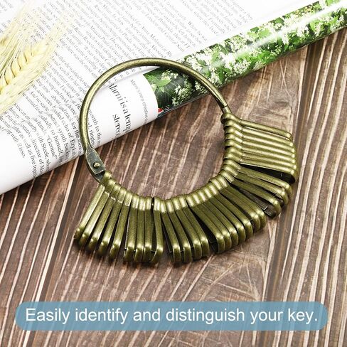 PATIKIL 3.4 Inch Dia Key Organizer Keychain, 1pcs Key Management Holder with 20 Buckle Rings for Office, Bronze in Saudi Arabia