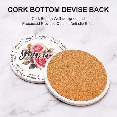 Ceramic Drink Coasters Christian Gifts for Women Mom Religious Bible Verse Decor Coffee Table Coasters Church Catholic Faith Spiritual Prayer Cute Inspirational Coasters Set in Saudi Arabia
