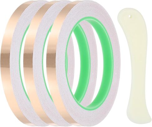 PATIKIL 22 Yard 3/8 Inch Copper Foil Tape,3 Roll Copper Tape with Conductive Stained Glass Foil Tool with Scraper for Stained Tools DIY Crafting in Kuwait