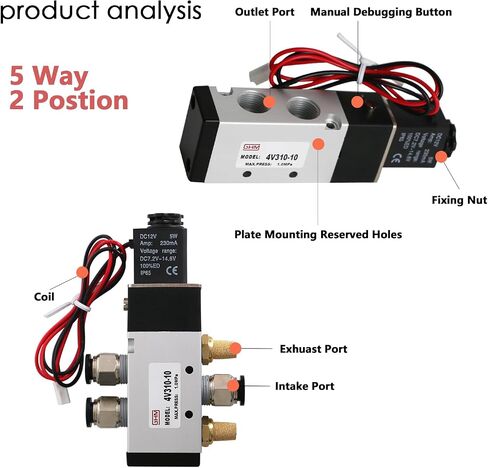 GHM Pneumatics Solenoid Valve 1/4''npt DC12V 3Way2Position Single Coil Pilot-Operated Electric Solenoid Valve 4V310-10 in Saudi Arabia