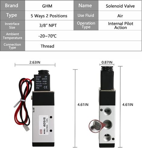 GHM Pneumatics Solenoid Valve 1/4''npt DC12V 3Way2Position Single Coil Pilot-Operated Electric Solenoid Valve 4V310-10 in Saudi Arabia