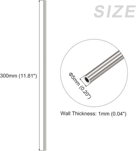 METALLIXITY 304 Stainless Steel Tube (2mm OD x 0.3mm Wall T x 300mm L) 2Pcs, Straight Tubing - for Home Furnishing, Machinery in Saudi Arabia