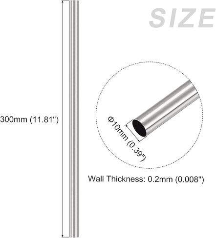 METALLIXITY 304 Stainless Steel Tube (2mm OD x 0.3mm Wall T x 300mm L) 2Pcs, Straight Tubing - for Home Furnishing, Machinery in Saudi Arabia