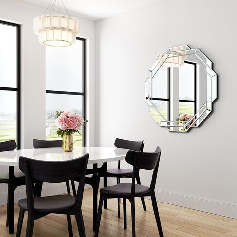 Bathroom Mirror 20"X28" Wall Mirror Decorative, Beveled Edge Frameless Mirror for Wall Octagonal Decorative Mirror Large Accent Mirror for Bathroom, Bedroom, Living Room and Enterway in Saudi Arabia