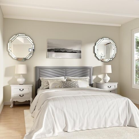 Bathroom Mirror 20"X28" Wall Mirror Decorative, Beveled Edge Frameless Mirror for Wall Octagonal Decorative Mirror Large Accent Mirror for Bathroom, Bedroom, Living Room and Enterway in Saudi Arabia