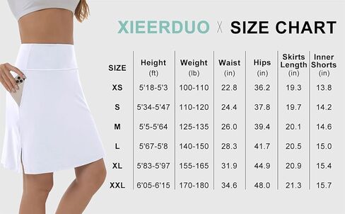 تنورة تنس XIEERDUO للسيدات بطول 50.8 سم متواضعة حتى الركبة، تنورة جولف in Saudi Arabia