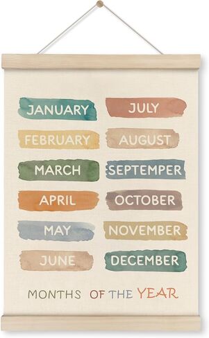 HRQKO Boho Month Decor Poster Hanger Frame, Educational Posters, Preschool Wall Art with Wooden Frames, Boho Classroom Wall Hanging Banner Decor for Toddlers Room Playroom, 12x16 inch in Saudi Arabia