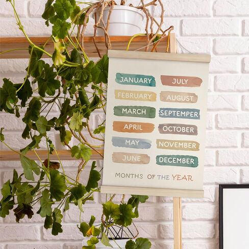 HRQKO Boho Month Decor Poster Hanger Frame, Educational Posters, Preschool Wall Art with Wooden Frames, Boho Classroom Wall Hanging Banner Decor for Toddlers Room Playroom, 12x16 inch in Saudi Arabia
